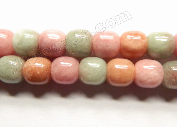 Mixed Peach Green Pink Mashan Jade  -  Smooth Round Drum  15"