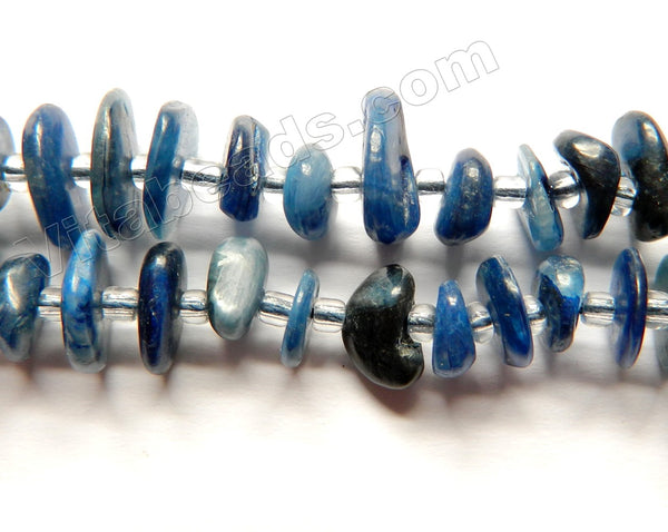 Natural Deep Blue Kyanite Stone  -  Center Drilled Chip Saucers w Spacer 16"