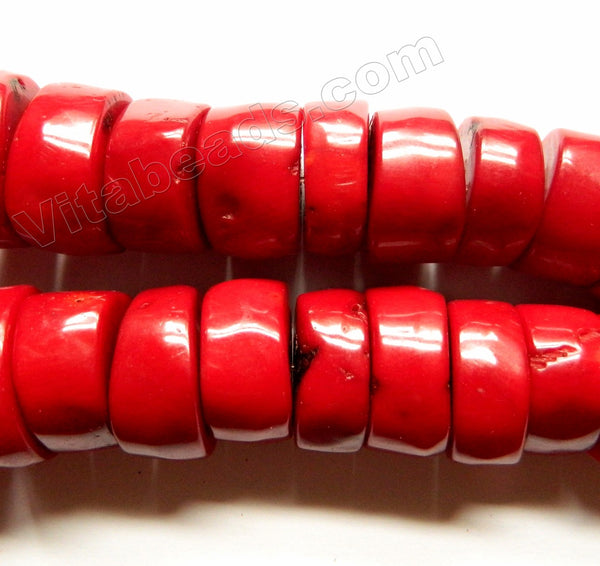 Deep Red Bamboo Coral AAA -  Graduated Smooth Wheel Drums 12"