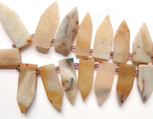Warm Fire Agate  -  Graduated Top-drilled Flat Pointy Slabs  16"