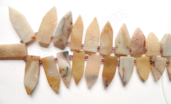 Warm Fire Agate  -  Graduated Top-drilled Flat Pointy Slabs  16"