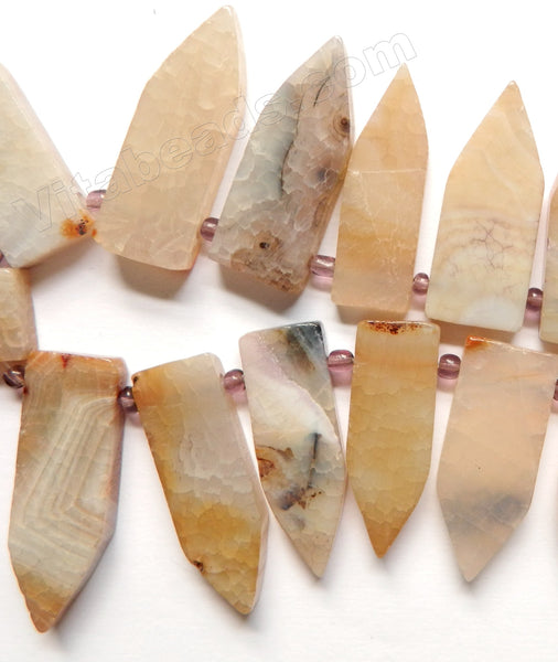 Warm Fire Agate  -  Graduated Top-drilled Flat Pointy Slabs  16"