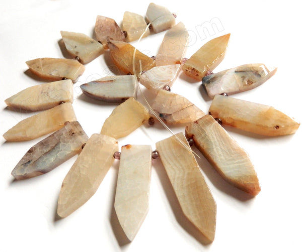Warm Fire Agate  -  Graduated Top-drilled Flat Pointy Slabs  16"