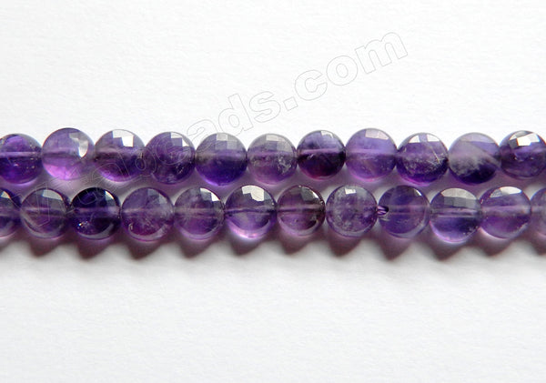 Amethyst AA  -  Faceted Diamond Cut Coins  15.5"