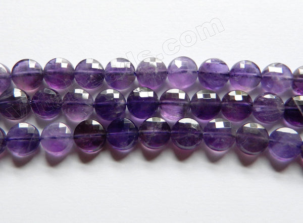 Amethyst AA  -  Faceted Diamond Cut Coins  15.5"
