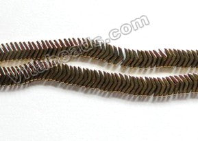 Pyrite Hematite  -  Thin V Shape Beads  16"