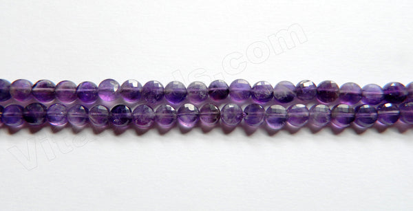 Amethyst AA  -  Faceted Diamond Cut Coins  15.5"