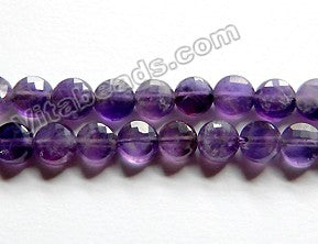 Amethyst AA  -  Faceted Diamond Cut Coins  15.5"