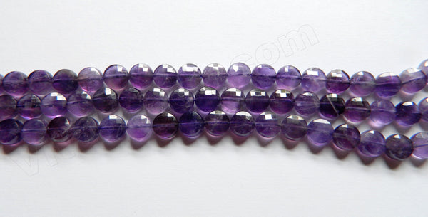 Amethyst AA  -  Faceted Diamond Cut Coins  15.5"