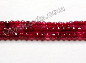 Dark Red Garnet Jade  -  Small Faceted Round  14"
