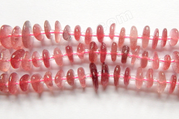 Strawberry (Ruby) Quartz A  -  Center Drilled Chip Saucer w Spacers  16"
