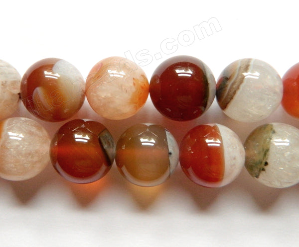 Natural Red Carnelian Sardonix Agate w/ White Quartz   -  Big Smooth Round  16"