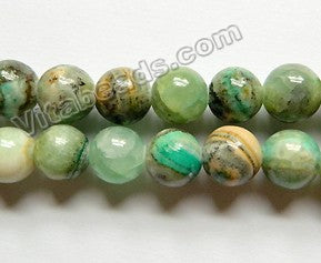 Green Line Chrysoprase Jasper  -  Smooth Round Beads  16"