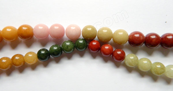 Natural Rainbow Mashan Jade AAA  -  Smooth Round Round  15"