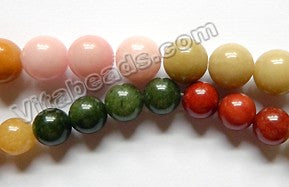 Natural Rainbow Mashan Jade AAA  -  Smooth Round Round  15"