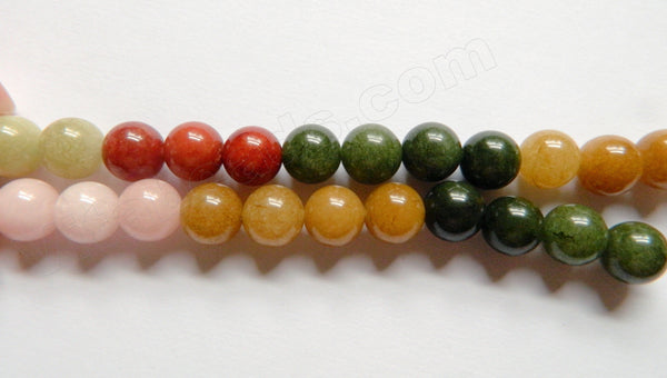 Natural Rainbow Mashan Jade AAA  -  Smooth Round Round  15"