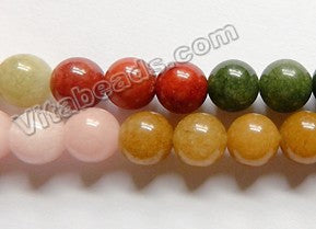 Natural Rainbow Mashan Jade AAA  -  Smooth Round Round  15"