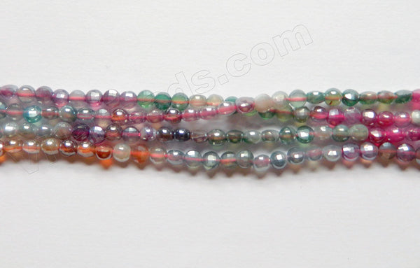 AB Plated YanYuan Ombre Agate  -  Small Diamond Cut Coins 15.5"
