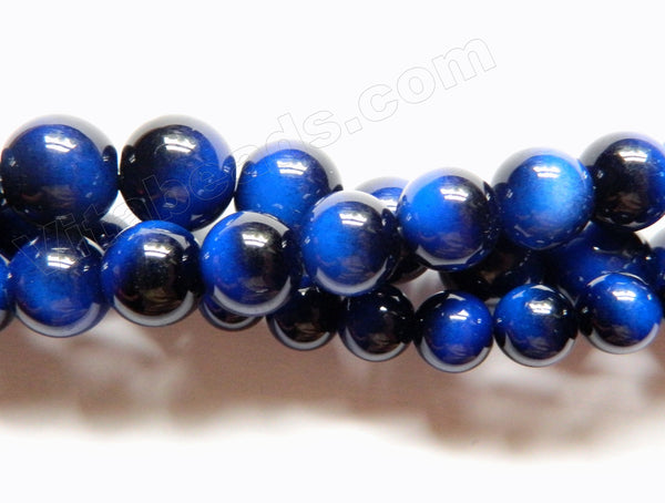 Ceramic Tiger Eye  -  Sapphire Blue  -  Smooth Round  15"