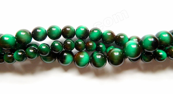 Ceramic Tiger Eye  -  Emerald Green -  Smooth Round  15"