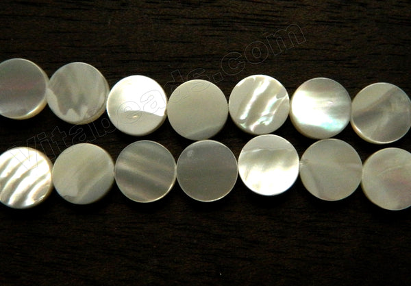 Mother of Pearl (White) Top Shell AAA  -  Flat Coins  15.5"