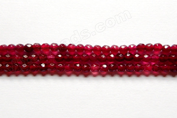 Dark Red Garnet Jade  -  Small Faceted Round  14"