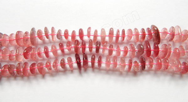 Strawberry (Ruby) Quartz A  -  Center Drilled Chip Saucer w Spacers  16"
