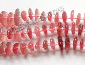 Strawberry (Ruby) Quartz A  -  Center Drilled Chip Saucer w Spacers  16"