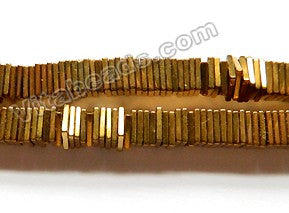 Gold Hematite  -  Center Drilled Flat Thin Squares  16"