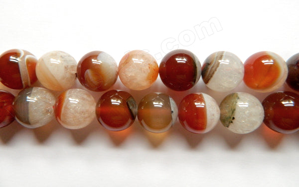 Natural Red Carnelian Sardonix Agate w/ White Quartz   -  Big Smooth Round  16"