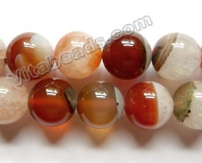 Natural Red Carnelian Sardonix Agate w/ White Quartz   -  Big Smooth Round  16"
