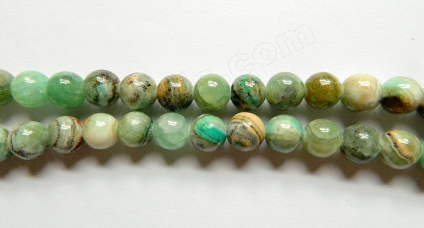 Green Line Chrysoprase Jasper  -  Smooth Round Beads  16"