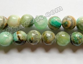 Green Line Chrysoprase Jasper  -  Smooth Round Beads  16"