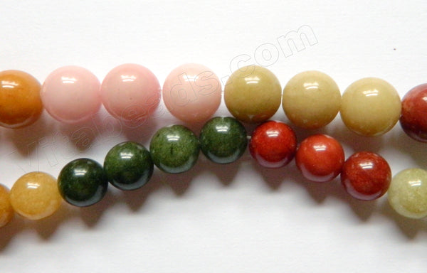 Natural Rainbow Mashan Jade AAA  -  Smooth Round Round  15"