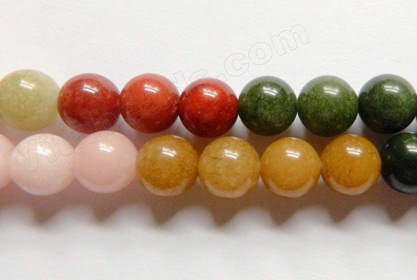 Natural Rainbow Mashan Jade AAA  -  Smooth Round Round  15"