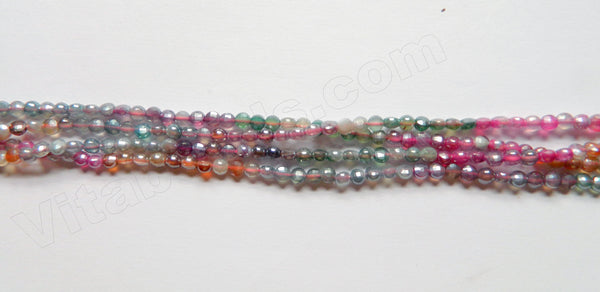 AB Plated YanYuan Ombre Agate  -  Small Diamond Cut Coins 15.5"