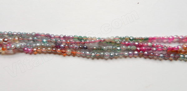 AB Plated YanYuan Ombre Agate  -  Small Diamond Cut Coins 15.5"