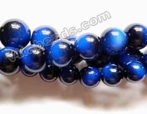 Ceramic Tiger Eye  -  Sapphire Blue  -  Smooth Round  15"