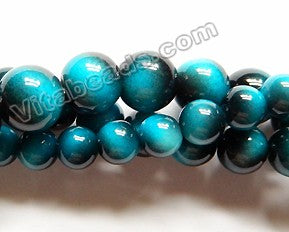 Ceramic Tiger Eye  -  Turquoise Blue  -  Smooth Round  15"