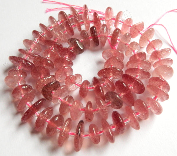Strawberry (Ruby) Quartz A  -  Center Drilled Chip Saucer w Spacers  16"