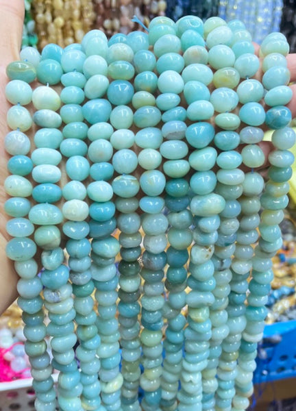 Multi Color Amazonite  -  Center Drilled Tumble  16"