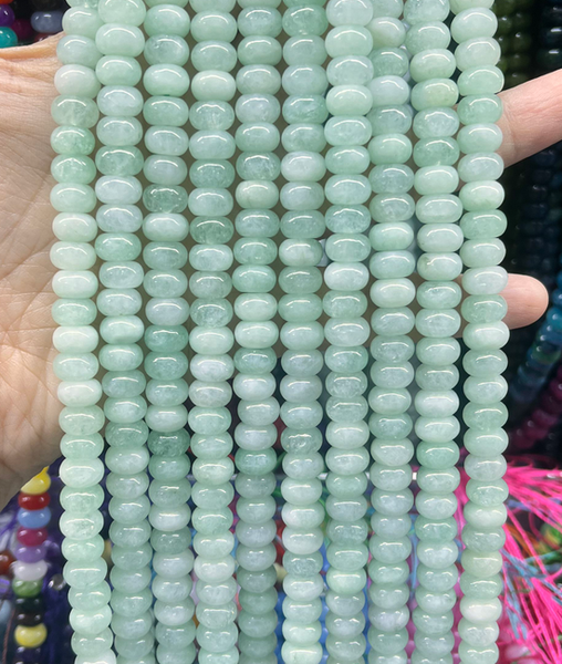 Light Green Hemimorphite Mashan Jade  -  Smooth Rondel  15"