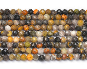 Natural Bumble Bee Yellow Opal Stone  -  Faceted Round  15"