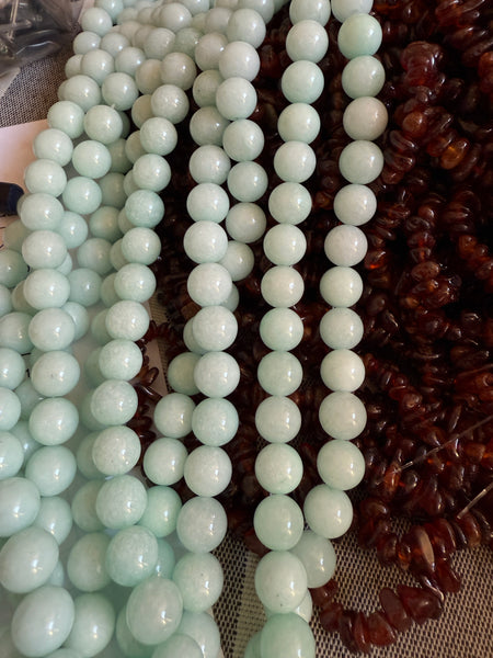 Light Blue Amazonite Jade  -  Big Smooth Round  16"
