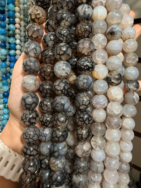 Black Fire Agate  -  Smooth Round Beads  16"