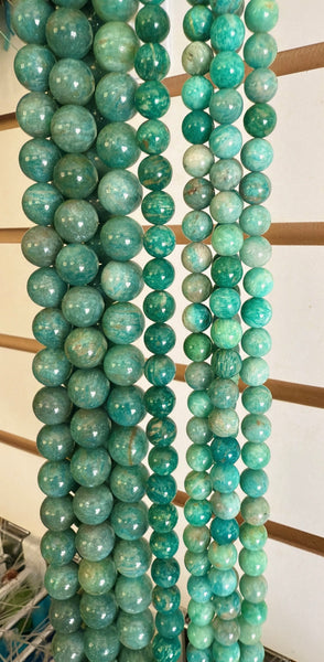 Russia Amazonite Light  -  Big Smooth Round Beads  16"