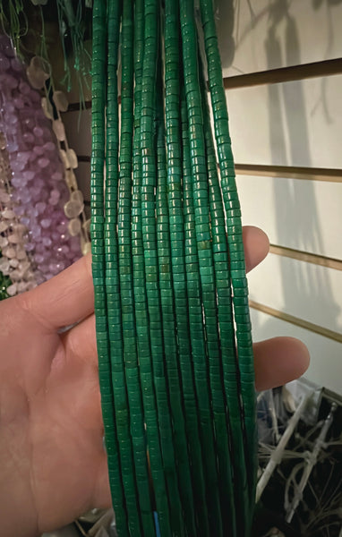 Stablelized Dark Green Turquoise  -  Heishi  16"