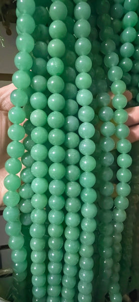 Green Aventurine AA   -  Big Smooth Round Beads  16"