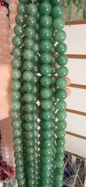 Green Aventurine AA   -  Big Smooth Round Beads  16"