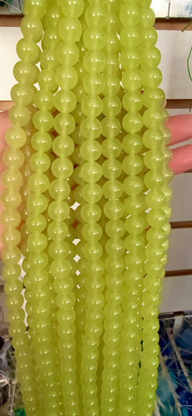 Olive Malay Jade  -  Smooth Round Beads